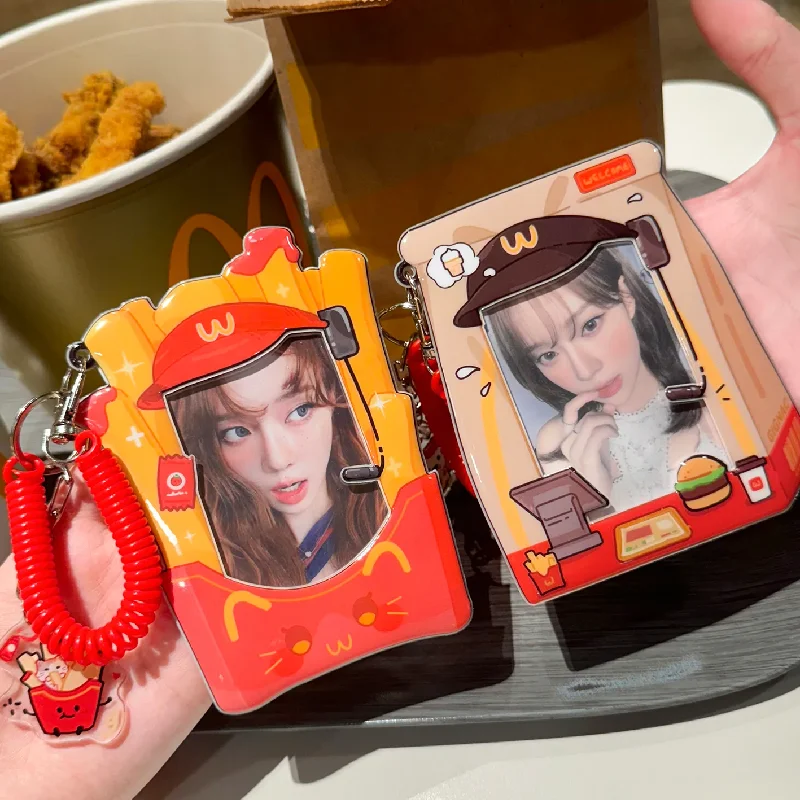 Photo Card Holder Card Holder 3 inch Corn sandwich Kpop Photocard Holder Bag Pendant School Stationery