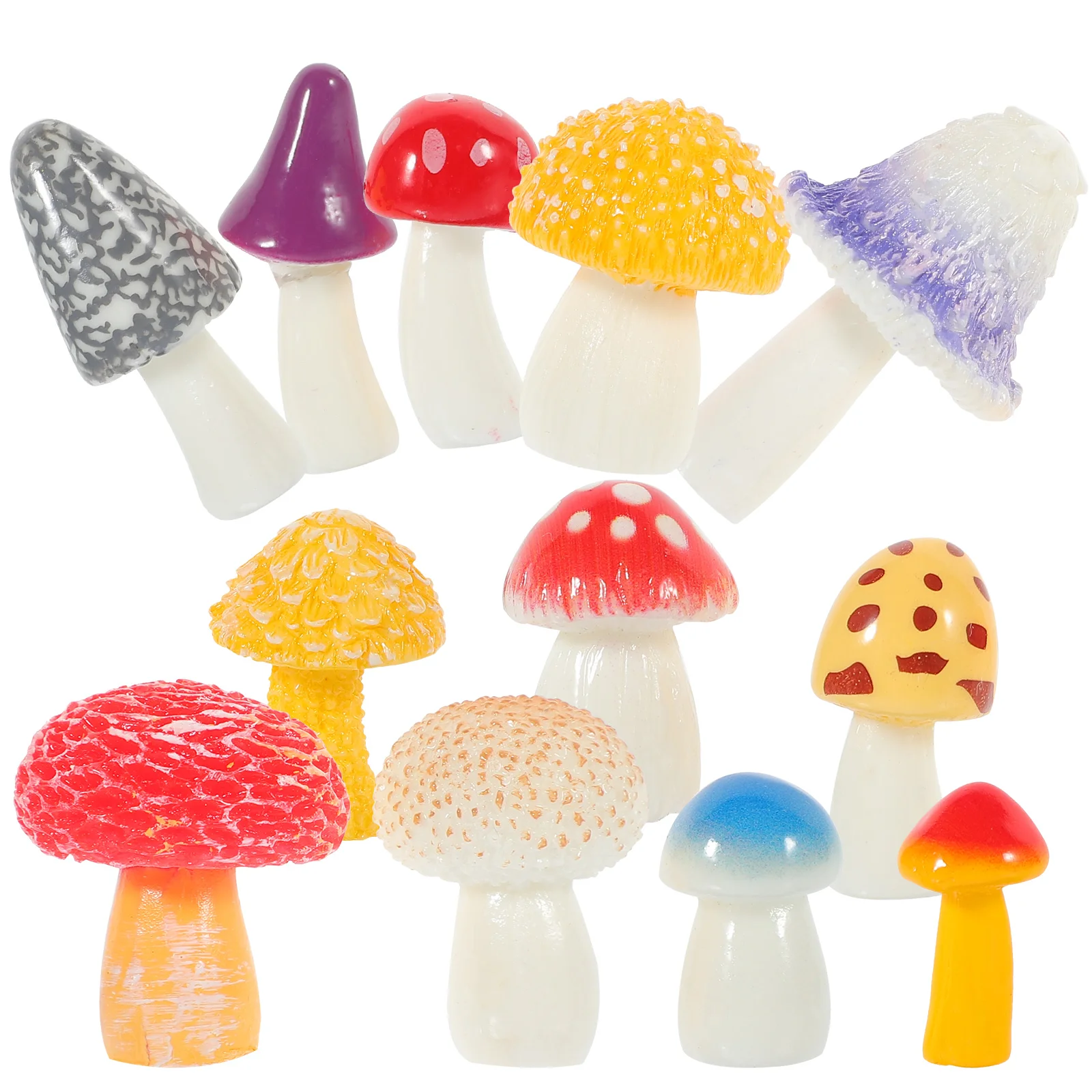 

12pcs Mini Mushroom Potted Plant Bonsai Ornaments Resin Jungle Mushroom Layout Props