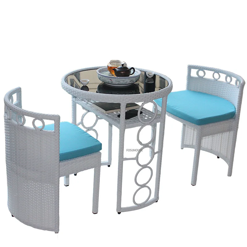 Balcony Coffee Table Courtyard Garden Furniture PP Rattan Chair Furniture Waterproof Outdoor Patio Furniture Set Leisure Set