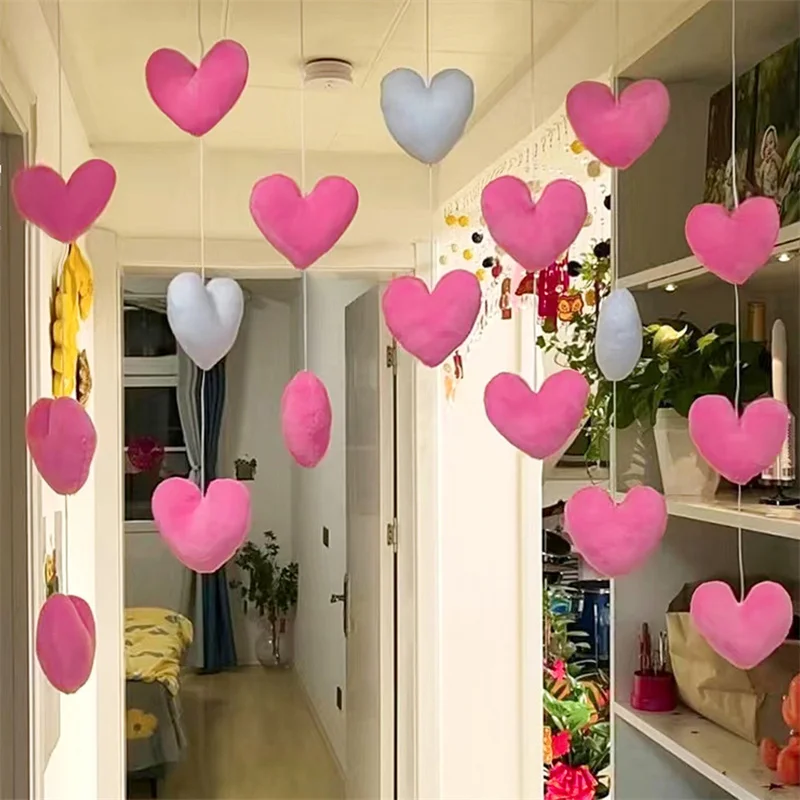 

Girls' Pink Heart Shaped Curtain Living Room Decor Tassel Curtain Divider String Girl Room Partiton Sweet Beaded Window Valance