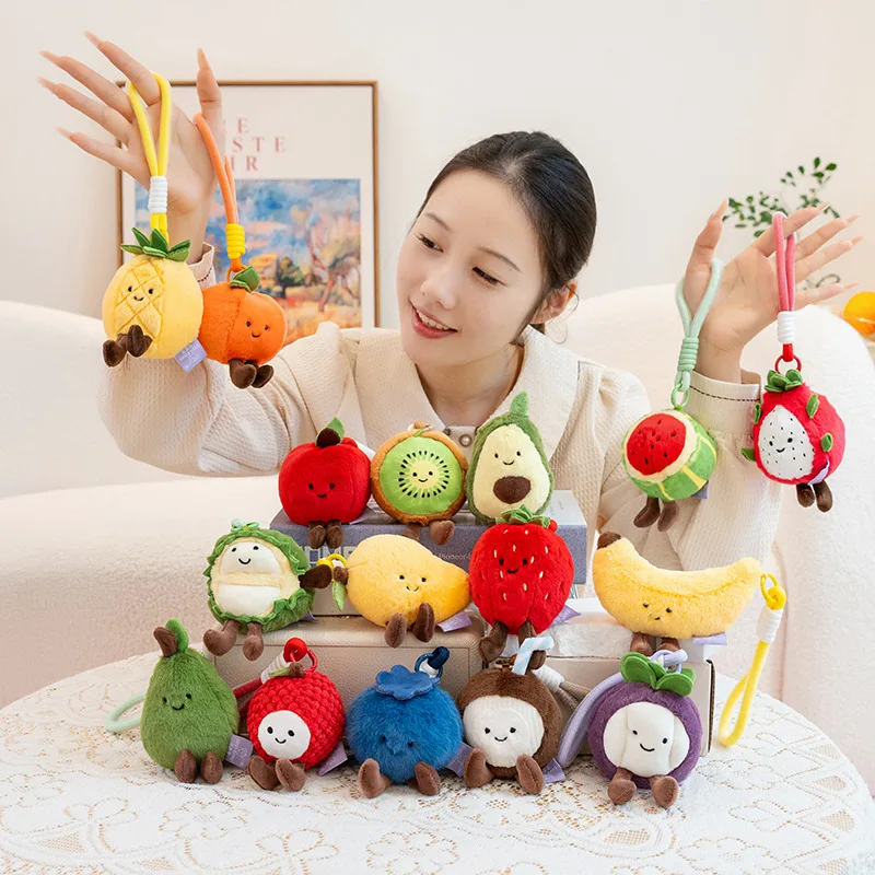 Cute Fruit Plush Keychain Soft Stuffed Toy Bag Ornament For Girls_voghion.com