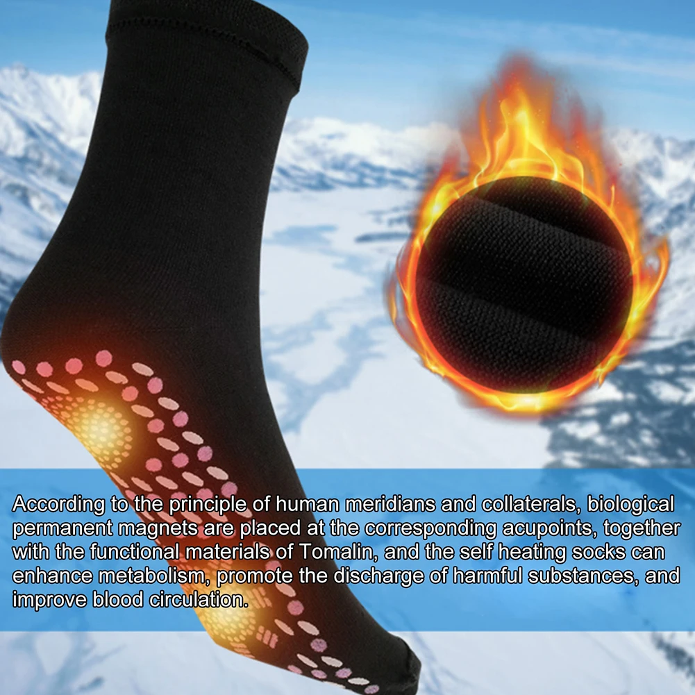 1/2pair Heated Socks Self Heating Socks for Men Women Massage Anti-Freezing for Fishing Camping Hiking Skiing and Foot Warmer