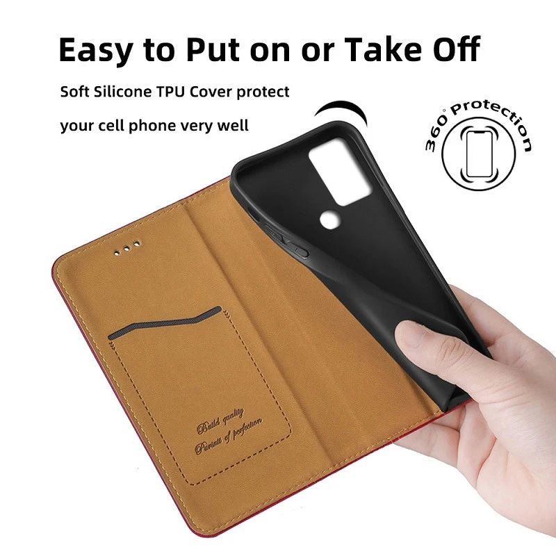 Leather Flip Phone Case with Book Cover Design