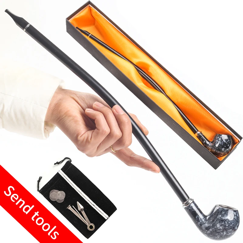 Long Black Churchwarden Tobacco Pipe Tobacco Smoking Accessories Gadget for Men 40cm With Gift Box tobacco pipe tobacco smoking accessories smoking pipe