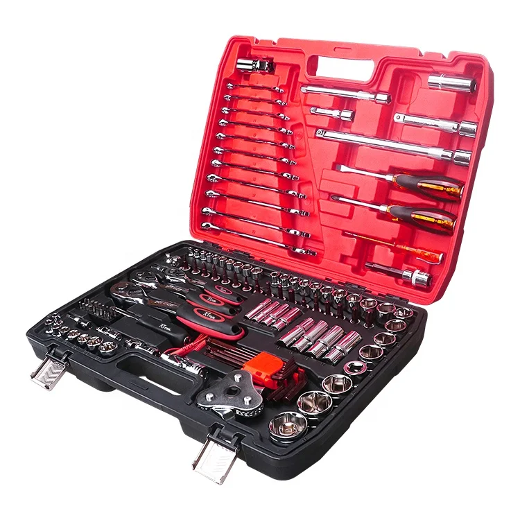 

121PCS Kit Car Repair Sockets Set Hand Tool Sets Combination Socket Wrench Set with Plastic Toolbox