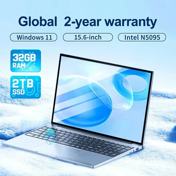 2025 Laptop 15.6 Inch 32GB Ram DDR4 2048GB SSD Windows 11 Notebook Pc Gamer Intel N5095 Office Computer WIFI Backlit Fingerprint