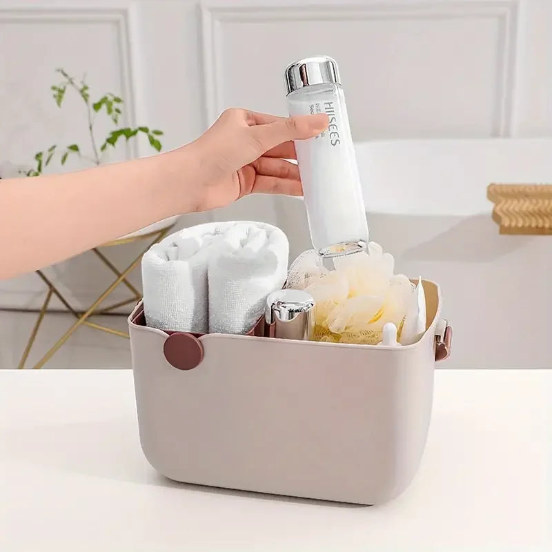 Large Capacity Wash Basket New Portable Plastic Bath Basket Space Saving Dormitory Sundries Storage Bathroom Accessories
