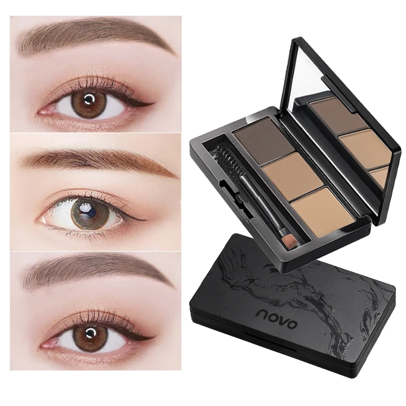 3-in-1 Waterproof Eyebrow Powder, Beginner-Friendly, with Brush Mirror - Long-Lasting Smudge-Proof, Precision Eyebrow Styling