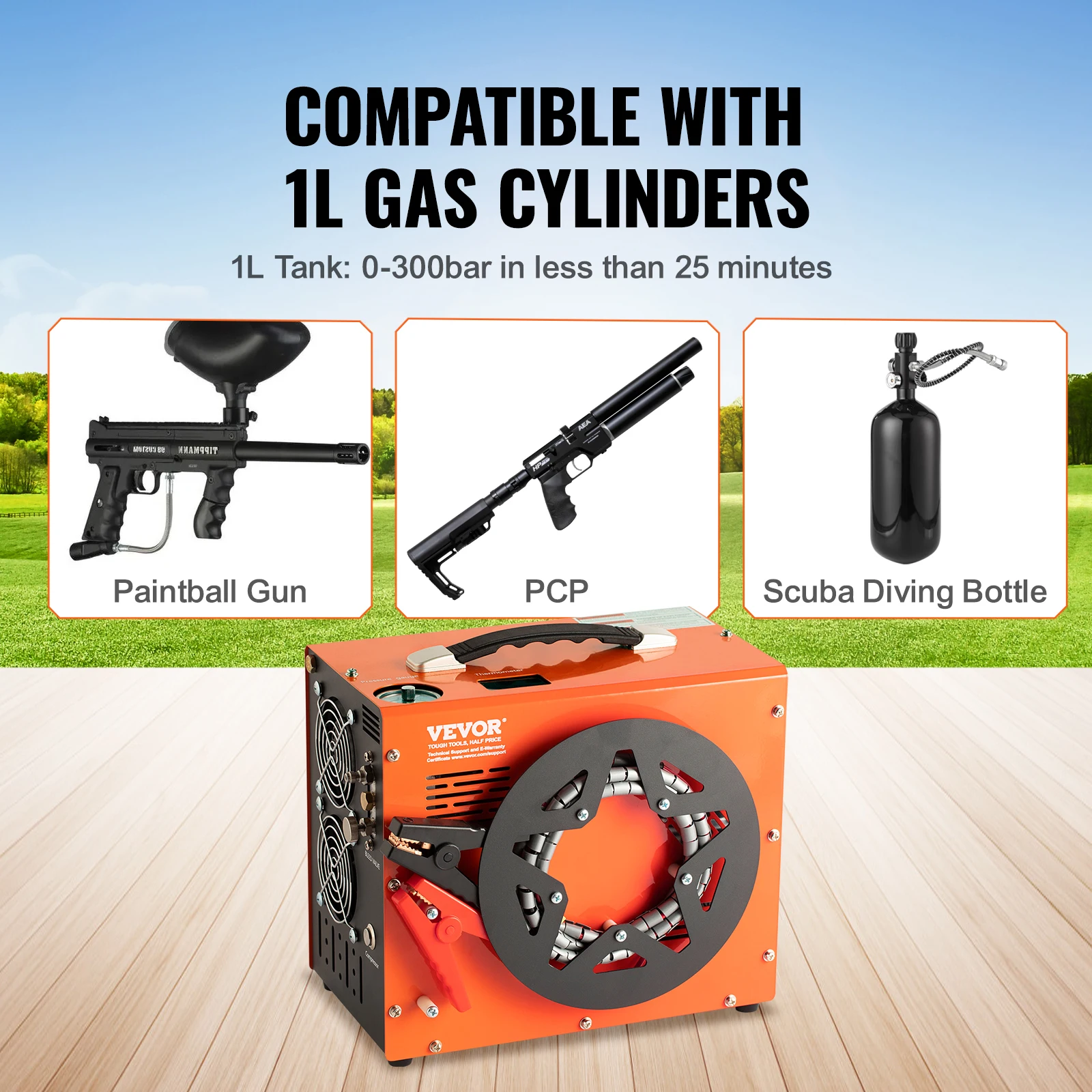 SucceBuy PCP Air Compressor 4500PSI/30Mpa Portable PCP Pump Compressor Water-Free Air Rifle Paintball Scuba Tank