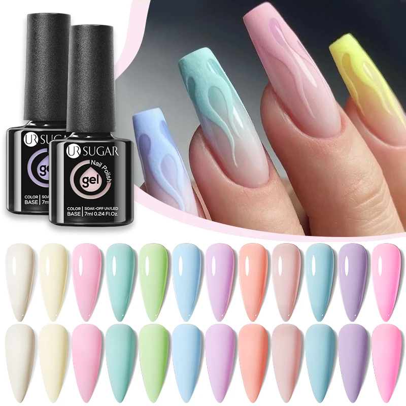 Ur Sugar Spring Pink Blue Nail Gel Polish Macaron Candy Gel Vernice Semipermanente Soak Off Uv Led Manicure Nails Art