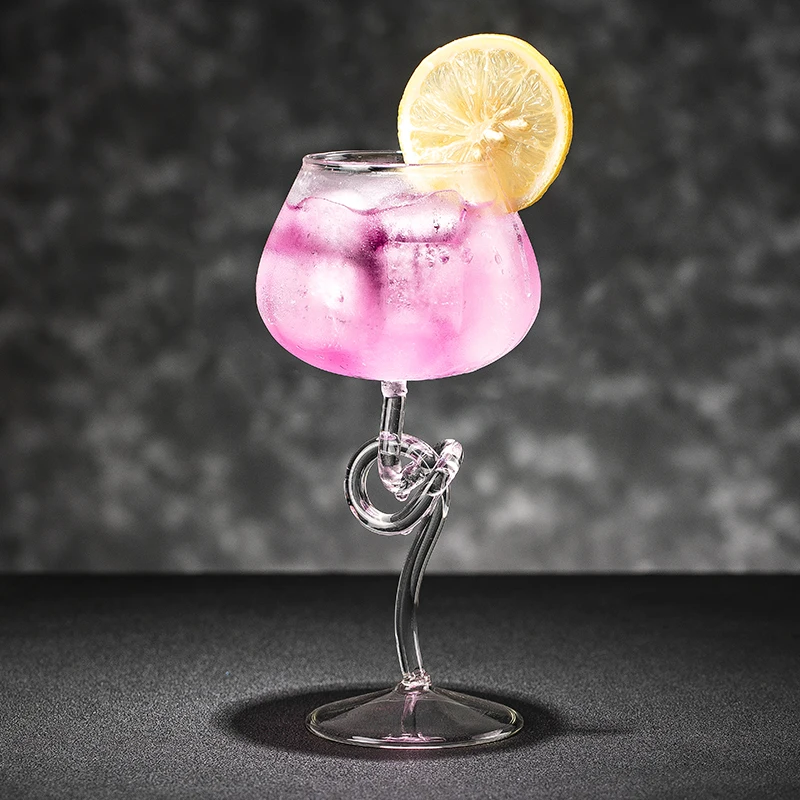 Creative Twisted Goblet Wine Glass Champagne Grape Sweet Wine Glass Specially Blended Cold Beverage Cocktail Juice Glasses