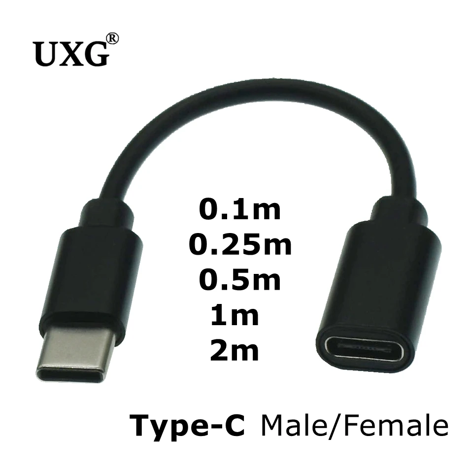 Przedłużacz Usb typu C-c krótki kabel rozszerzenie męskie i żeńskie 0.1m 0.25m 1m 2m złącze szybkiego kabel ładowarki daty