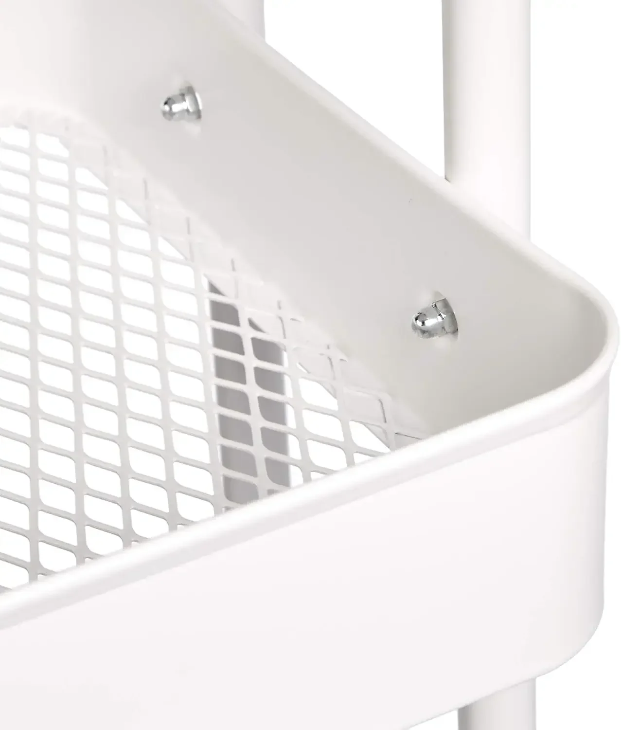 2-Tier Metal Kitchen/Utility Cart with Shelf, White 4