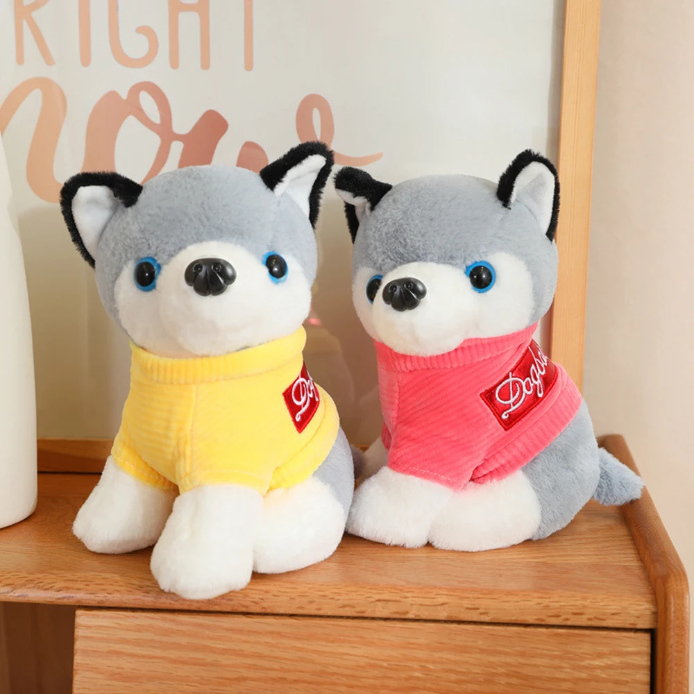 Simulated Dressed Husky Dog Doll Stuffed Plush Toy Birthday Gift