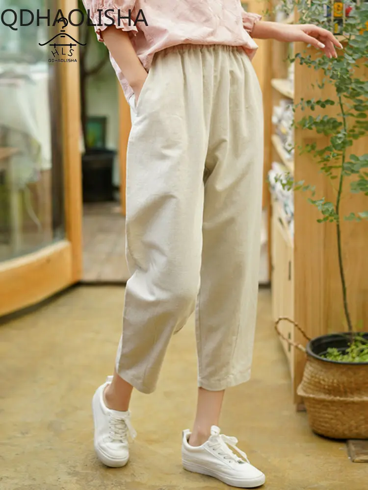 

Women's Pants Korean Fashion 2023 New In Summer Thin Cotton Loose Women Clothes Straight Casual Trousers Wide Leg Pants Women