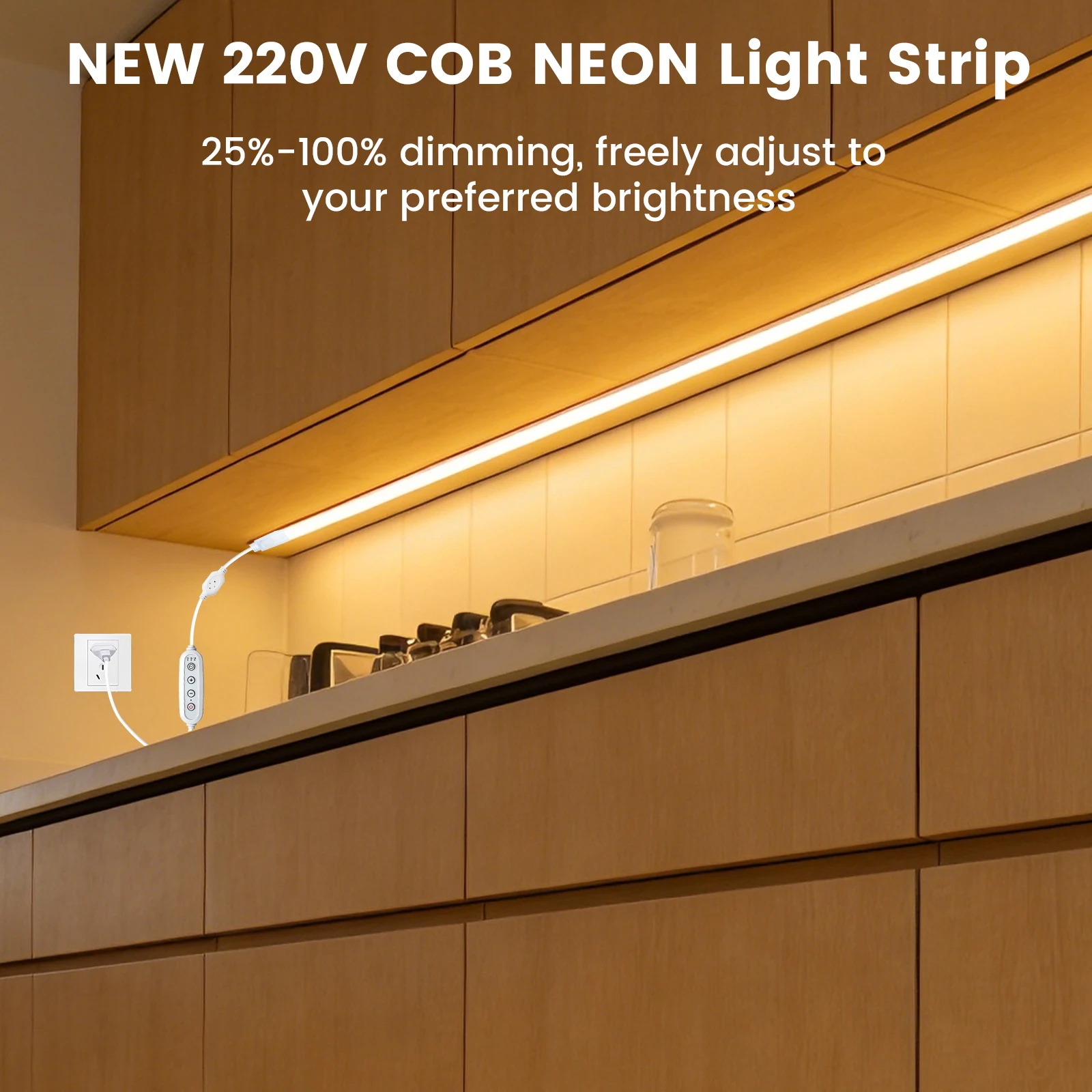 디밍 가능 220V COB LED 스트립 230V 240LEDs/m 밝기 조절 가능 LED 캐비닛 조명 COB 스트립 방수 접착 테이프