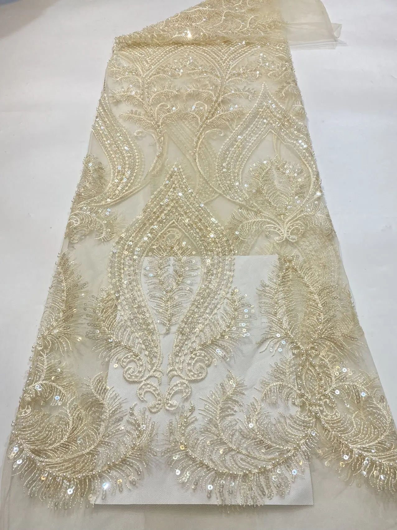 

African Lace Fabric S-1088964 Nigerian Party Dress Sewing Material Beaded Sequence Embroidery French Net Lace