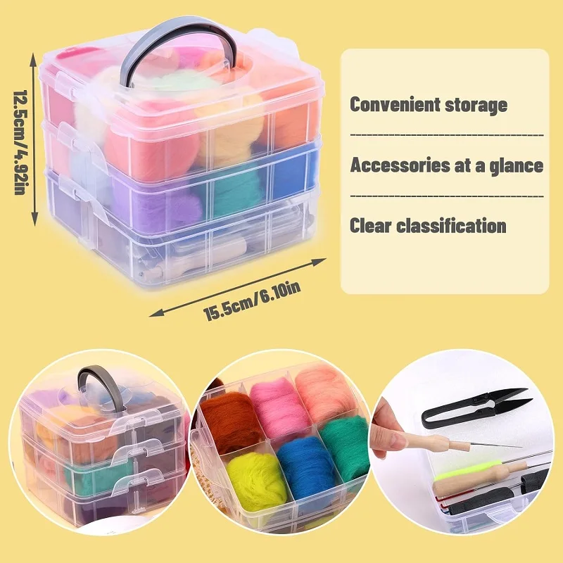 BUDDUR Multicolor Wool Felting Kit With Felting Needles And Finger-cot For Doll Making DIY Non-finished Material Package needle felting kit wool felting kit needle felting painting kit