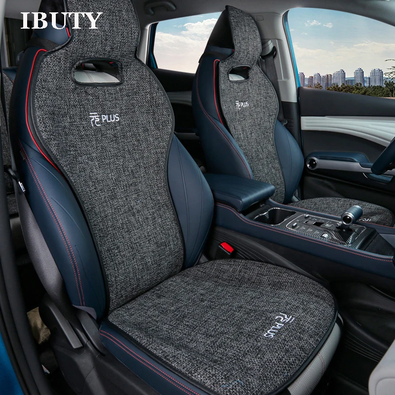 

For BYD Atto 3 Yuan Plus 2022 2023 Accessories Car Seat Cushion Four Seasons Linen Breathable Auto Seat Cover Pads 7PCS