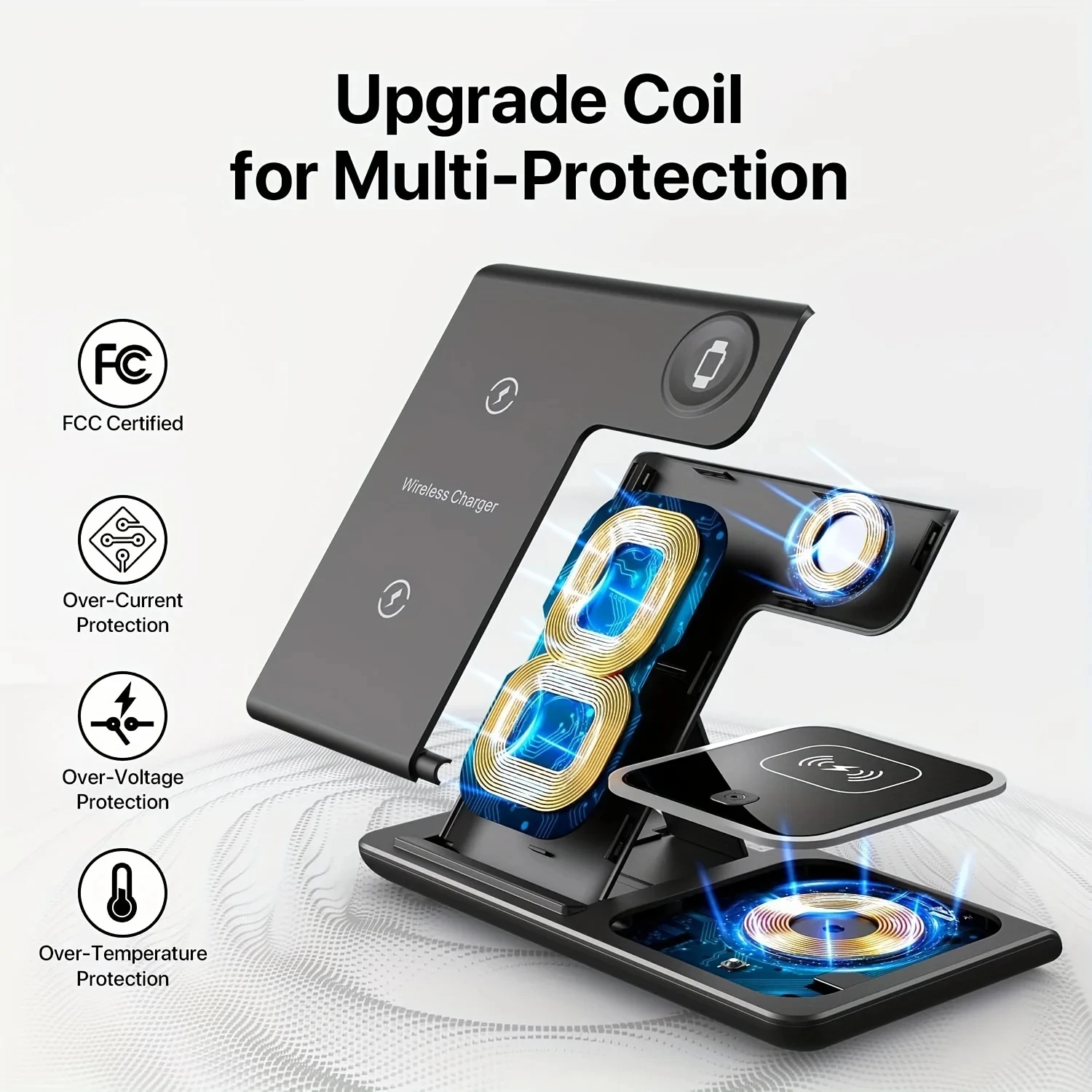 30W 3 in 1 Foldable Wireless Charging Station for iPhone 16 15 14 13 12 11 Apple Watch 9 8 7 6 5 Airpods Pro/3