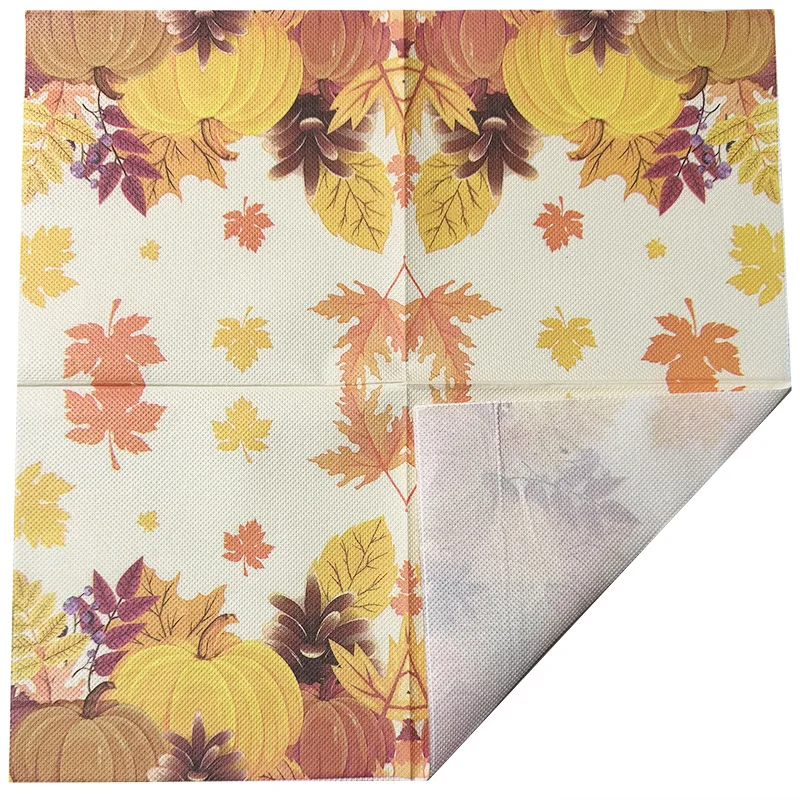 20pcs/Pac 33*33cm Thanksgiving Disc Bone Bart Paper Yellow Pumpkin Maple Leaf Print Party Decoration Disposable Paper Placemat