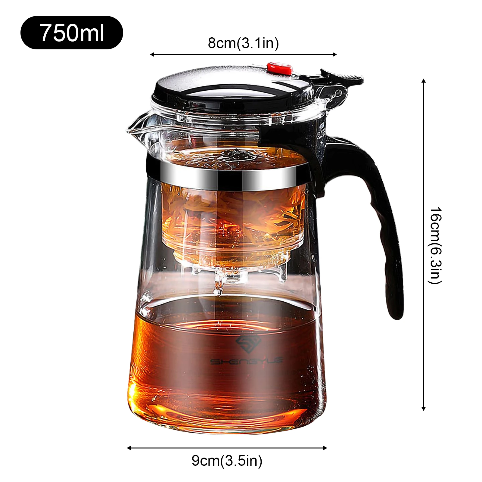 Tea Pot for Tea with Infuser Glass Kettle Heat Resistant Tea Maker Flower Tea Herbal Pot Convenient Office Coffee Teapot Teaware