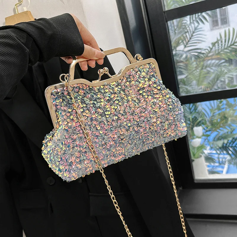 

Новинка 2023, роскошная Яркая сумка с блестками для женщин, дизайнерская сумка через плечо с цепочкой, сумка-тоут, женская сумка-клатч, женская сумка