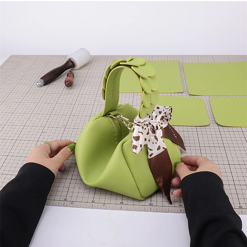 DIY PU 가죽 가방 패션 핸드백 키트 수제 Crossbody 가방 만들기 키트 여성 숄더 가방 가죽 패턴 재봉 재료 세트