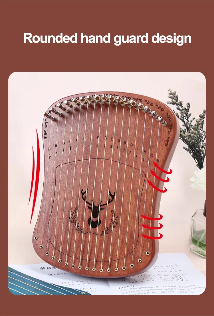 Description Picture 4 of item17 Strings Lyre Harp Harpika Held Piano Children Early Educational Finger Playing Keyboard With Replacement Strings