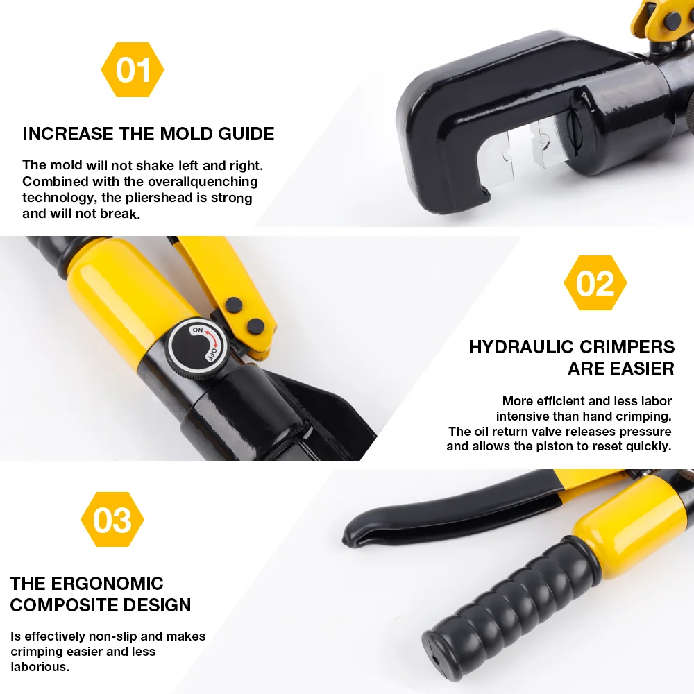 4-70mm&sup2; Home Hydraulic Pliers Pressure 10T Crimping Tools DIY Cable Terminal Wiring Pliers Cordless Crimping With Gloves