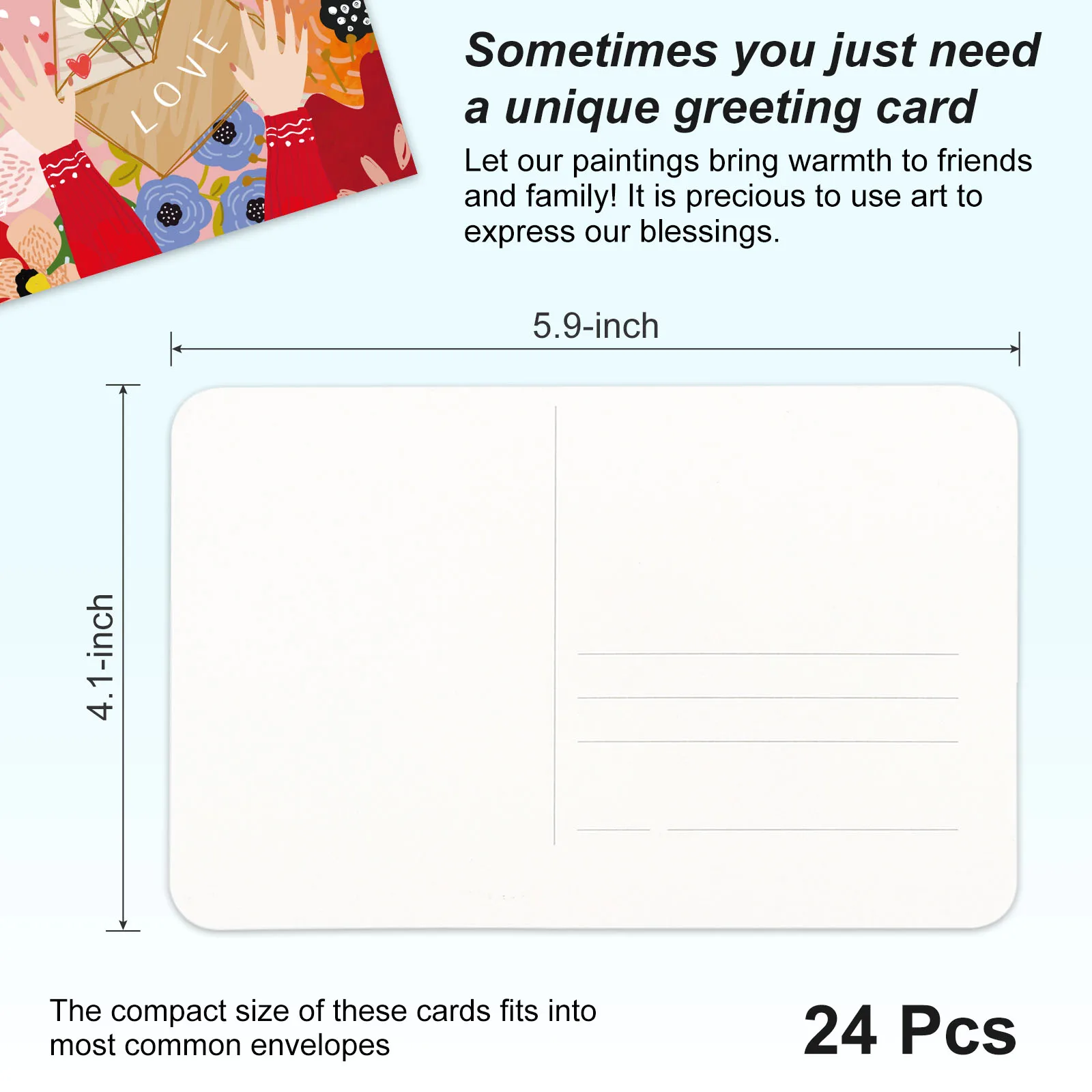 Watercolor Paper 24Sheet 300gsm 100% Cotton Pulp Fine/Medium Coarse Texture Blank Card Acid-Free watercolor paper