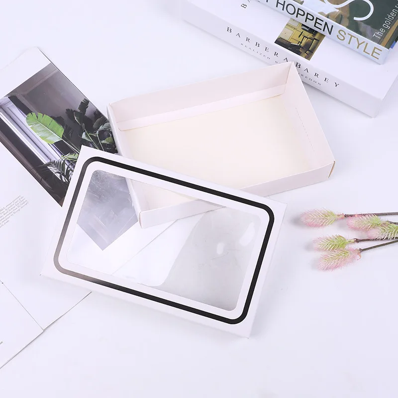 100 Teile/los Unterwäsche Strümpfe Schals Handtücher Verpackung Box Mit Fenster Weiß Einfache Geschenk Box Abdeckung Boxen – Detail 4