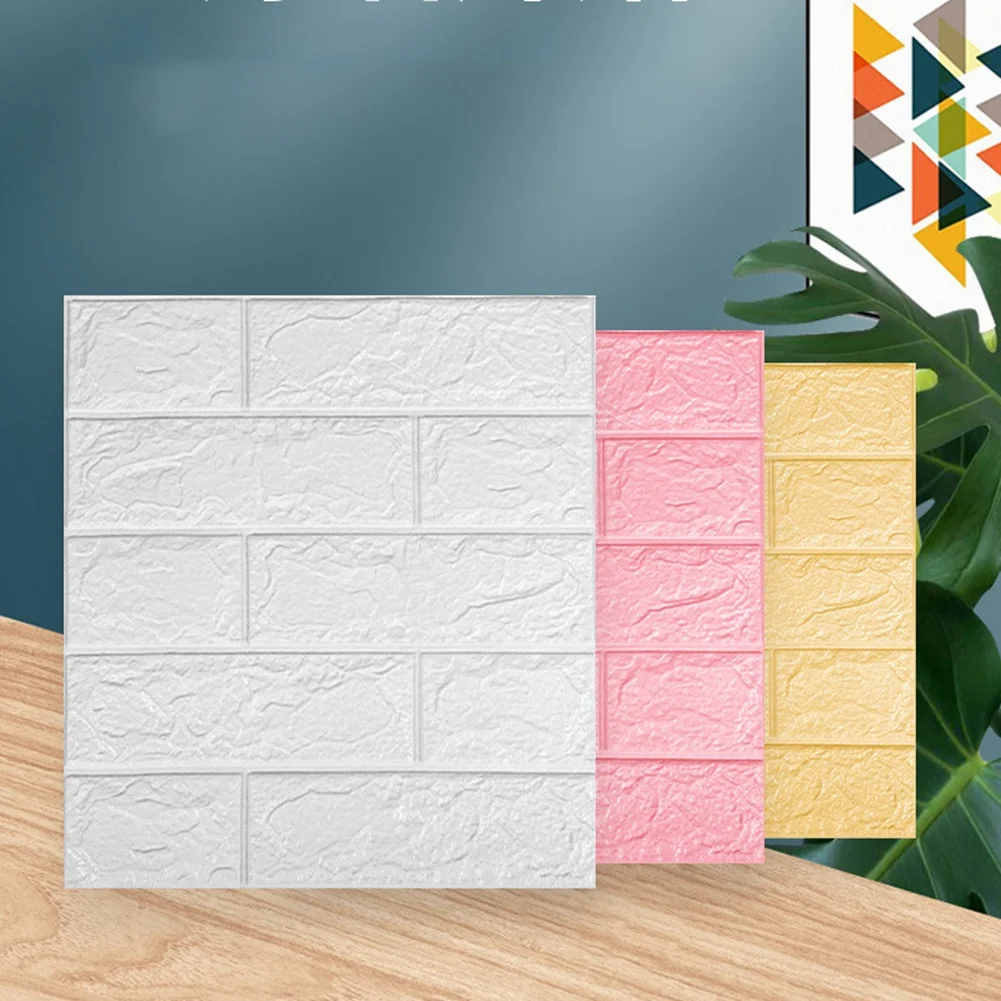 15Pcs Self-Adhesive 3D Brick Sticker DIY Waterproof Foam Wallpaper Room Kitchen Roof Ceiling Background Wall Decals-A