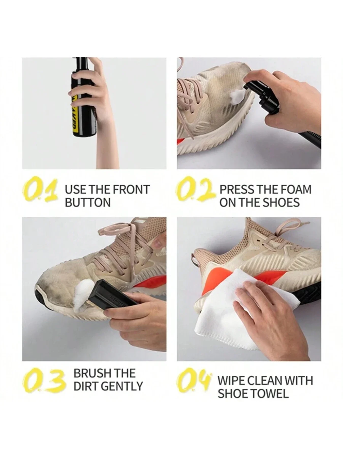 Shoe Care Kit Cleaner 2 Brush 5.3Oz Cleaning Agent 1 Towel For Leather Knit Canvas PU Fabric Sneakers Tennis Shoes