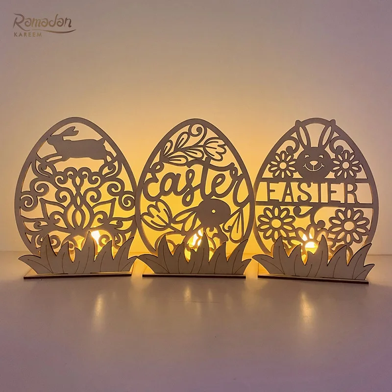 

Happy Easter Glowing Led Easter Wooden Bunny Decoration Rabbit Chick Flower Ornament with Lights DIY Gift for Kids Home Decor
