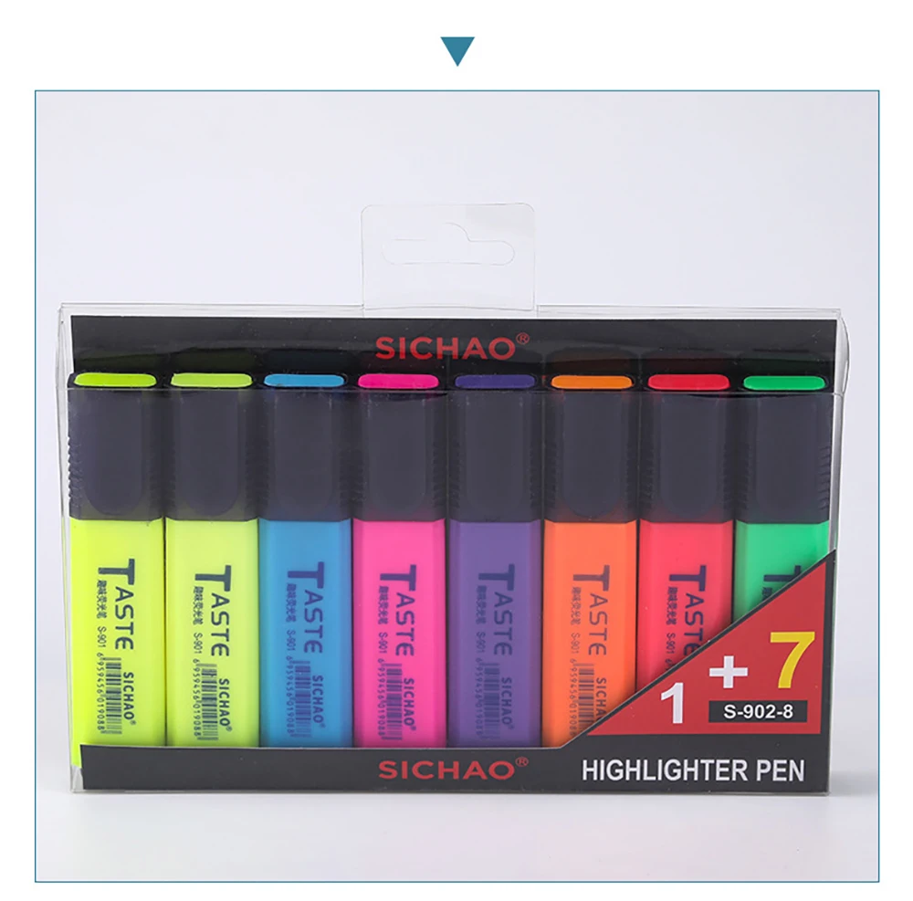 4/6/8PCS Highlighter Fluoreszierende Stift Breite Spitze Schreiben Marker Stifte für Kunst Zeichnung Kritzeln Markierung Büro schreibwaren Schule Su – Detail 3