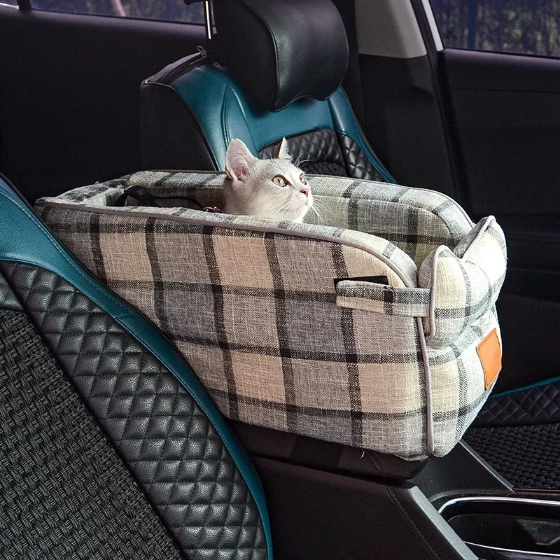 Pet Dog Car Seat for Small Cat Center Console Puppy Travel Booster Bed
