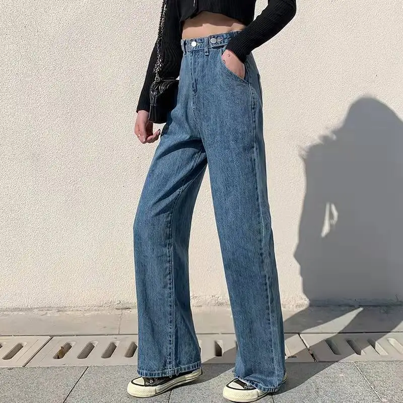 High Waist Jeans Women Metal Jeans Buttons Y2k Trousers for Girls Pants Women's Jeans High Waist Long Metal Buttons Loose Traf jeans pant Jeans