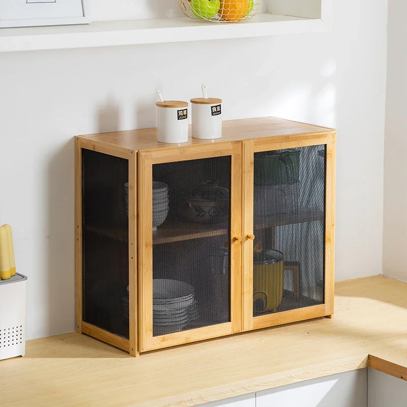 Household Kitchen Bowl Counter Surface Breathable Screen Window Storage Meal Side Cabinet Dust-proof Seasoning Rack 3