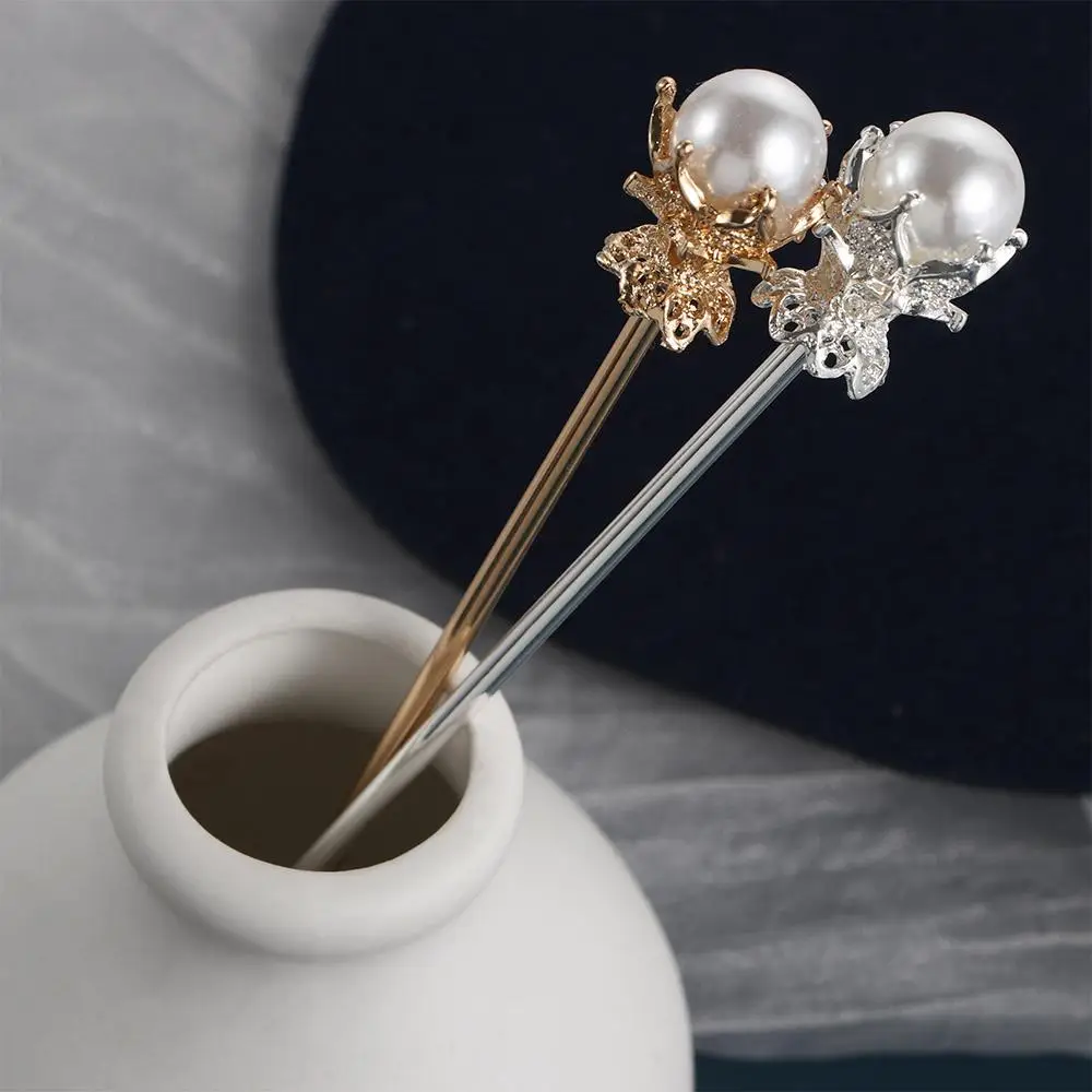 

Elegant Lady Gold Silver Color Pearl Chinese Style Vintage Hair Accessories Hairpin Hair Clip Hair Sticks