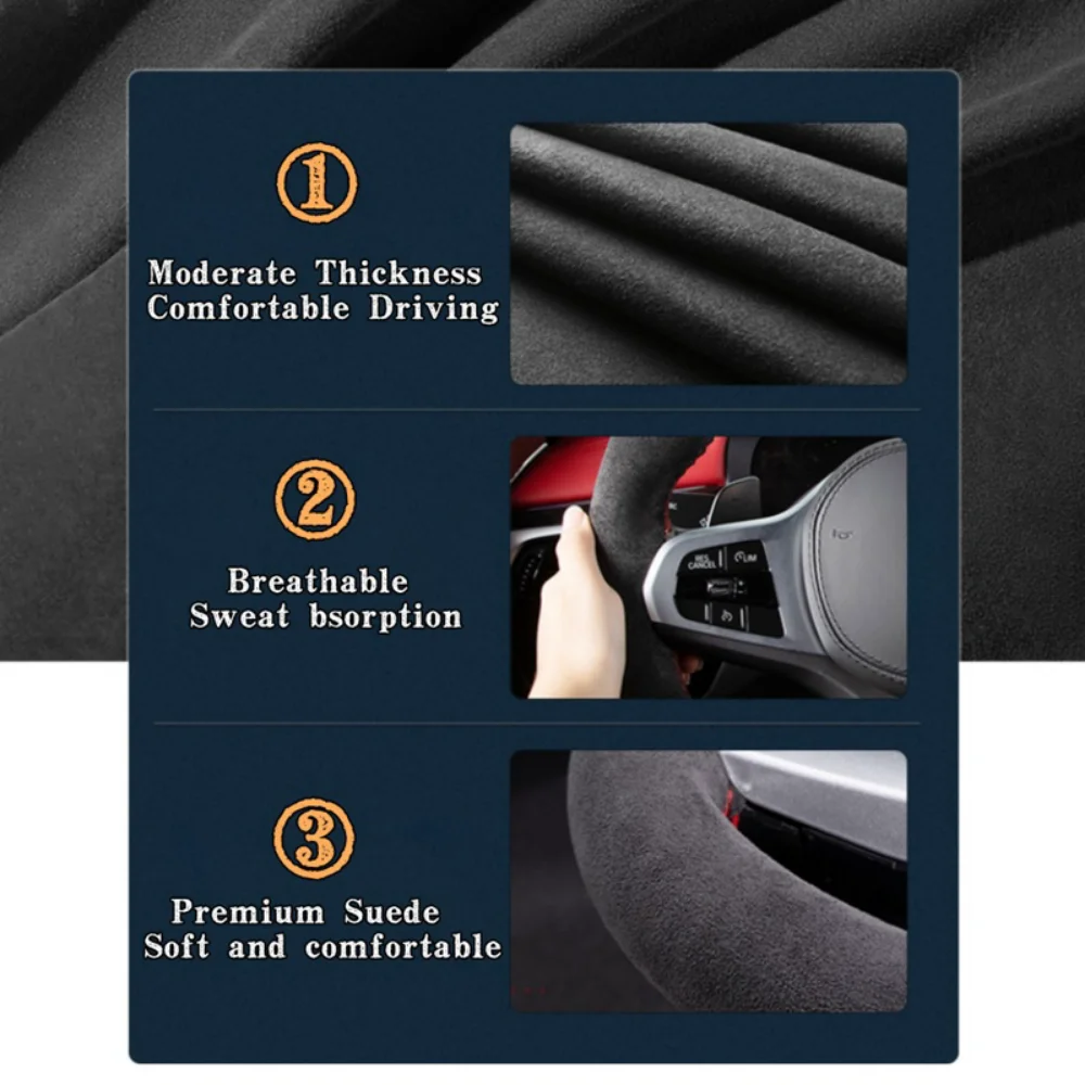 Coprivolante per auto per Mercedes Benz A45 AMG W176 C63 W204 CLA C117 CLS S-Model 2011-2016 Volante in pelle scamosciata fai da te - Image 3