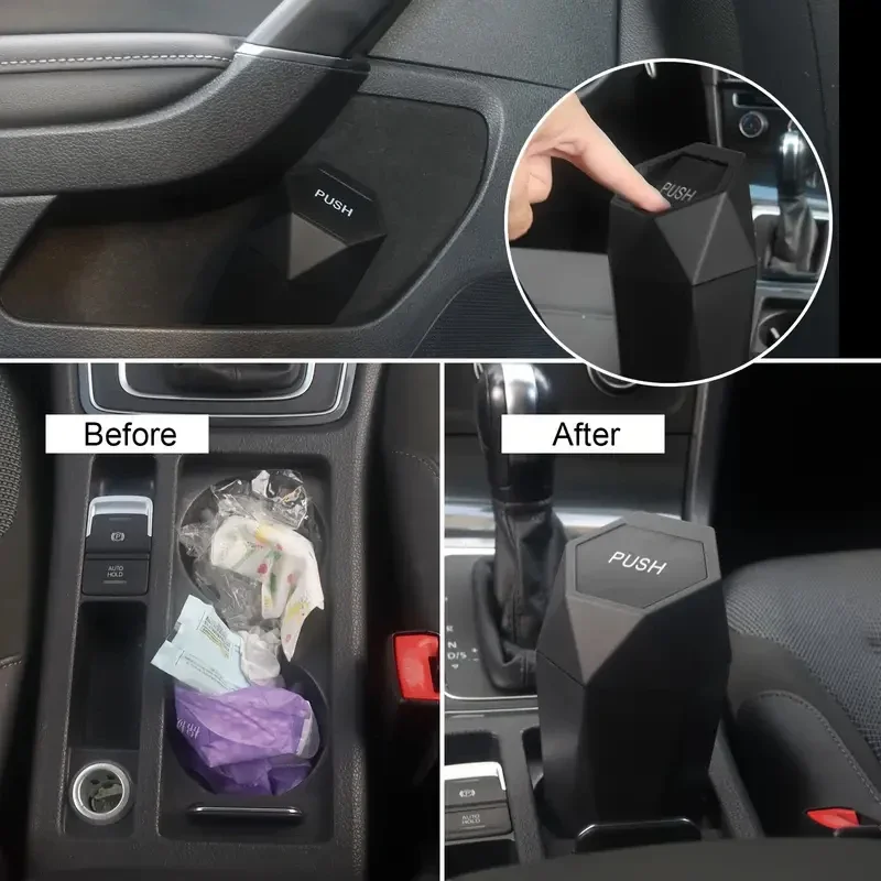Car Trash Can Mini Garbage Bin Portable Car Dustbin with Lid Leak-proof Auto Trash Bin For Smart 451 brabus Smart 453 fortwo ﻿