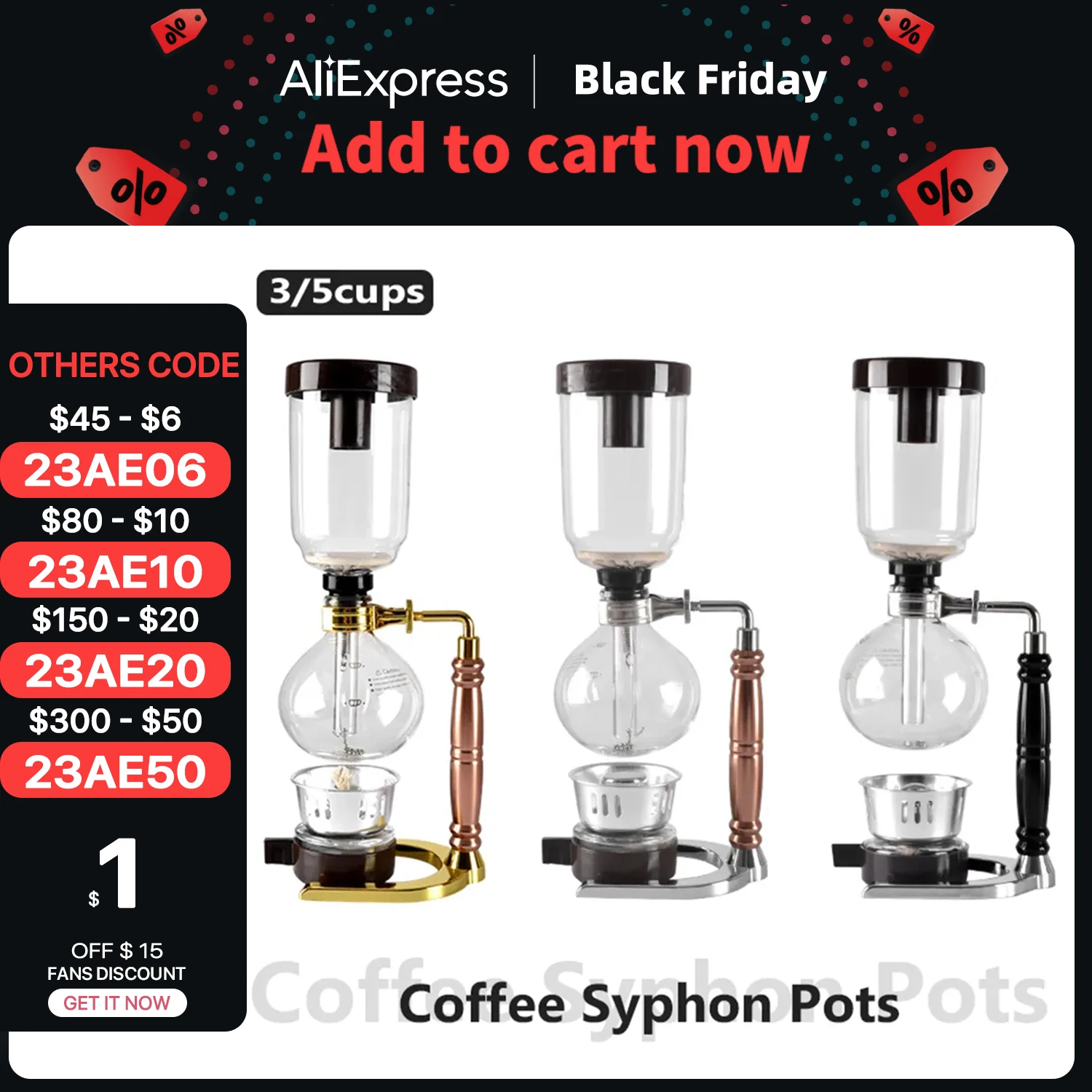 

3/5Cups Syphon Pots High Quality Coffee Kettle Pot Set Filter Syphon Coffee Maker Tea Siphon Heat-Resistant Household Pot
