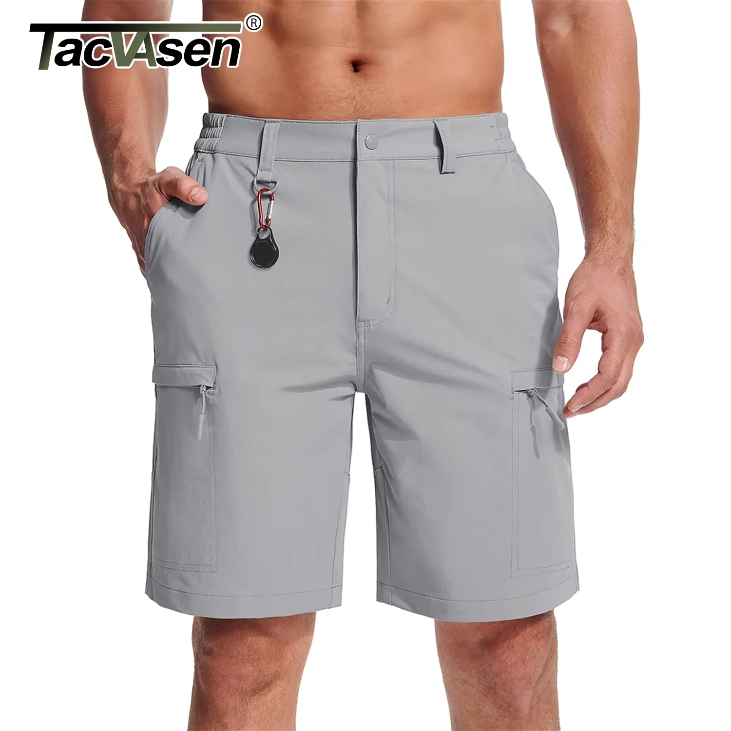 TACVASEN-남성용 수분 캐주얼 카고 작업 반바지, 조깅 스포츠용 하의 나일론 립스톱 숏 팬츠, 여름