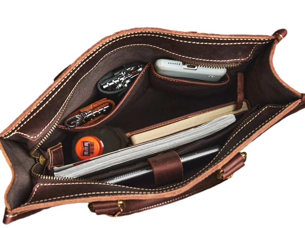 Vintage Echtes Leder männer Schulter Tasche Große Kapazität Totes Männer Handtasche Mode-Business Aktentasche Männliche Schulter Messenger – Detail 13