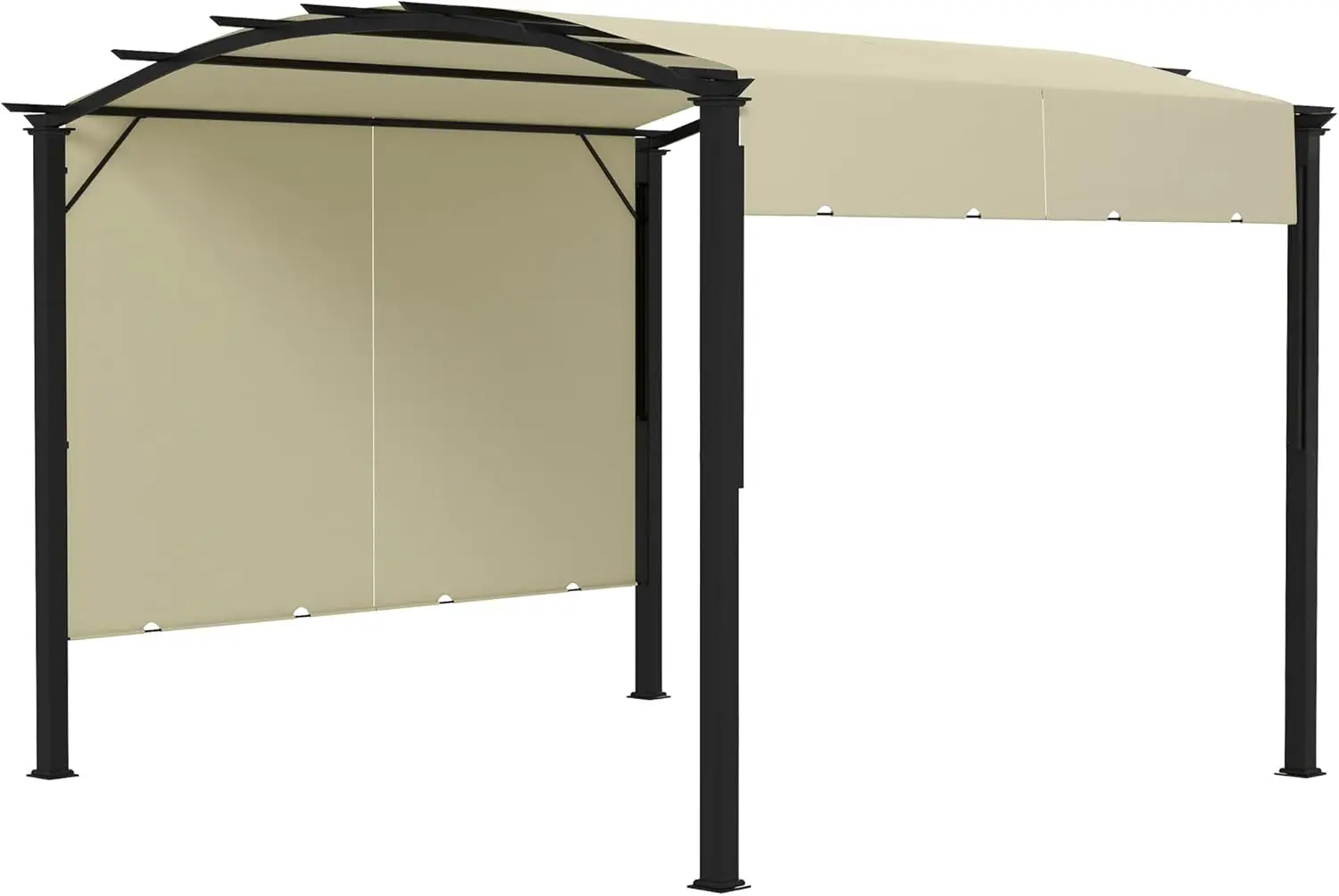 11' x 11' Outdoor Retractable Pergola Canopy Arched Sun Shade Shelter, Metal Frame Patio Canopy for Backyard Garden Porch Beach
