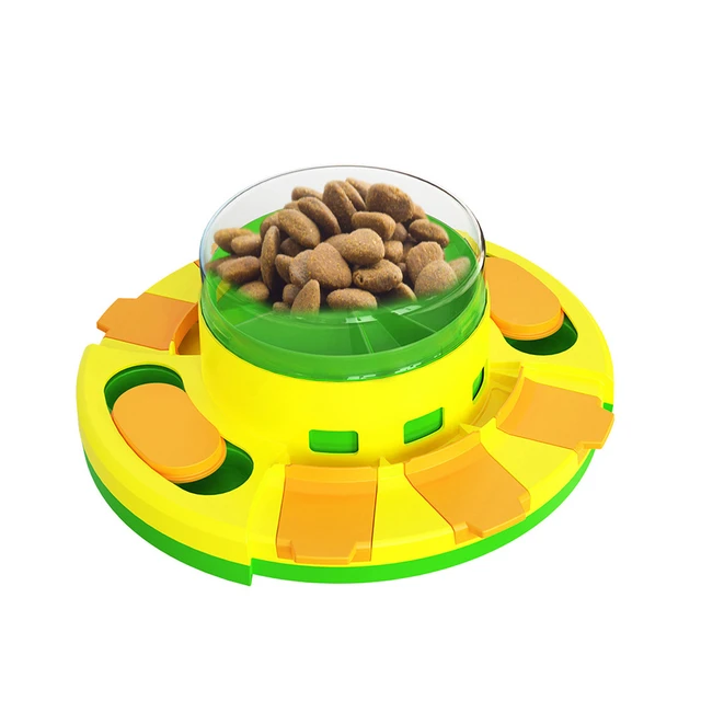 Puzzle Push Feeder Dog Treat Toy Interactive Chase Toys Improves