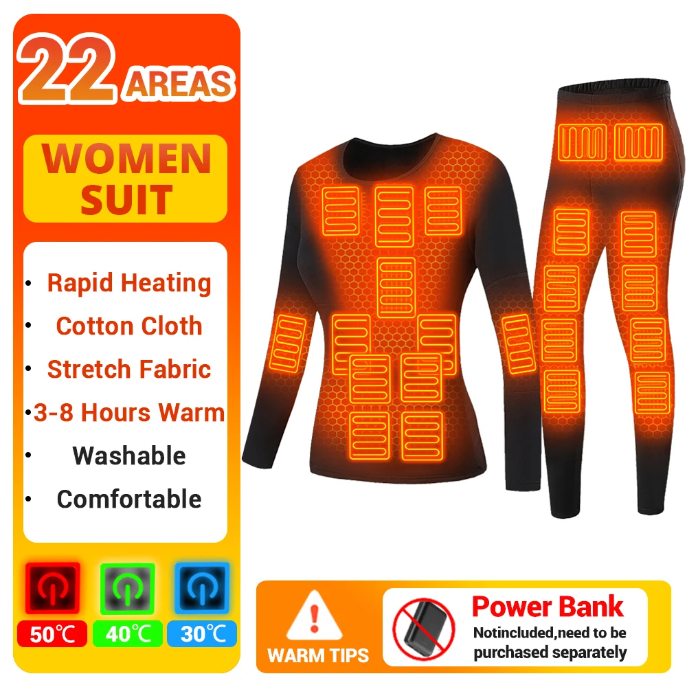 Women Heated Thermal Underwear Winter Heating Jacket Skiwear Heated Jacket  Fleece Warm Top Pants USB Electric Heating Clothing - AliExpress