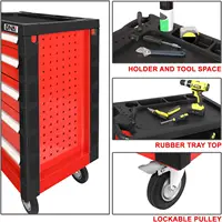 30.5" L X 18" W X 38" H 5-Drawer Lockable Slide Tool Chest Rolling Tool Cart Cabinet (TOOLS-00001)with Keys  Red Upgrade Package 2