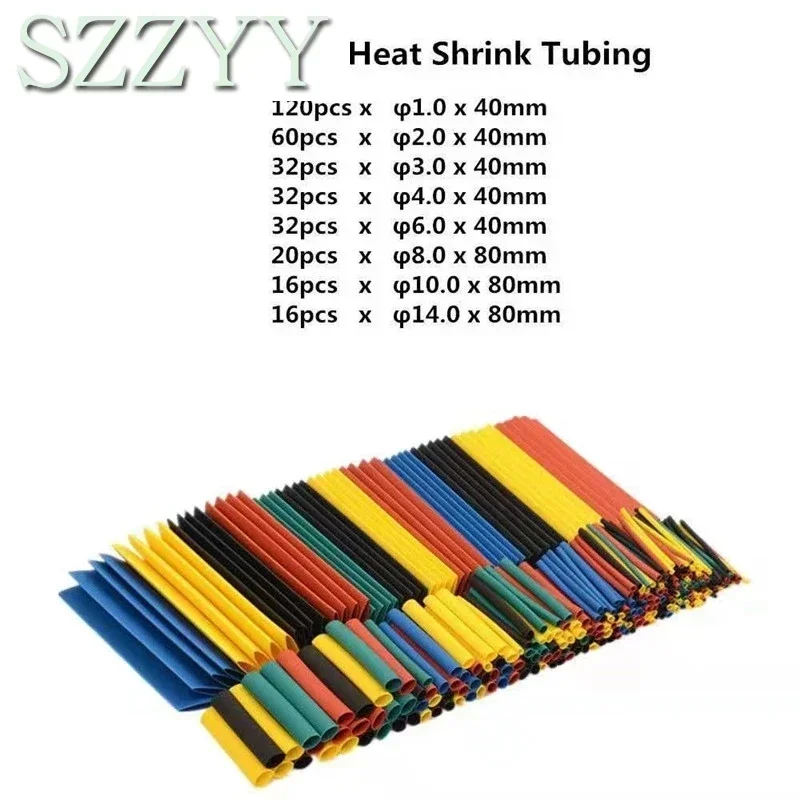 Heat Shrink Tubing 328Pcs 8 Sizes 5 Color Multi Color Polyolefin 2:1 Halogen-Free Heat Shrink Tubing Tube Assortment Sleeving Wrap Tubes
